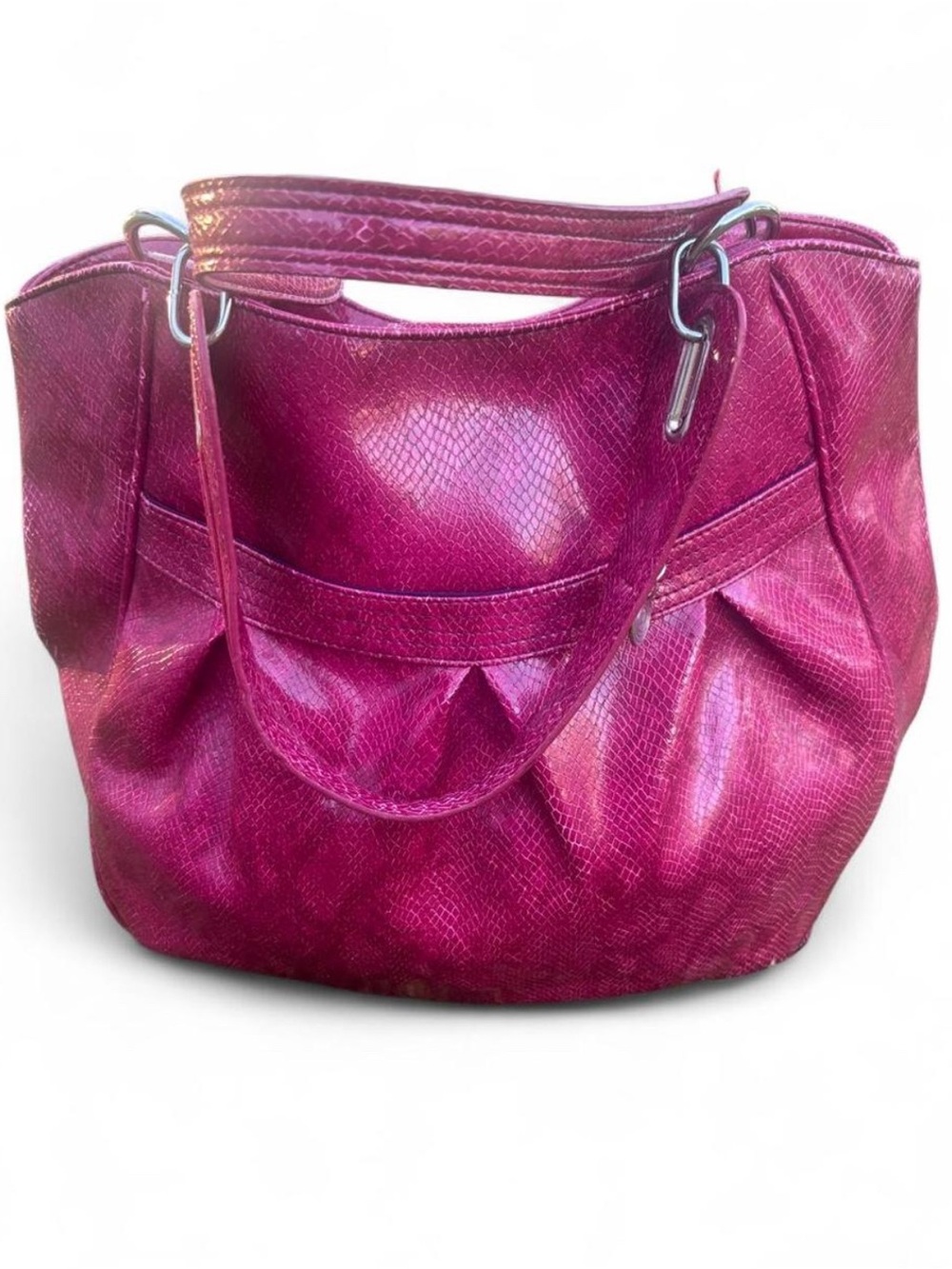 Dark Pink Bratzcore Faux-Croc Large Handbag